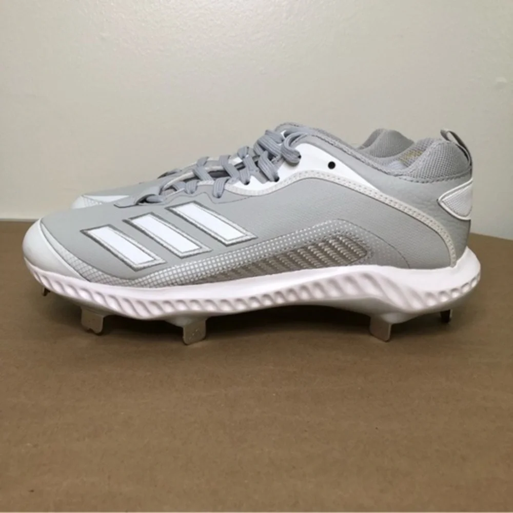 NWT Adidas Icon 6 Bounce Metal Baseball Cleats Grey White Mens 7.5 FV9353